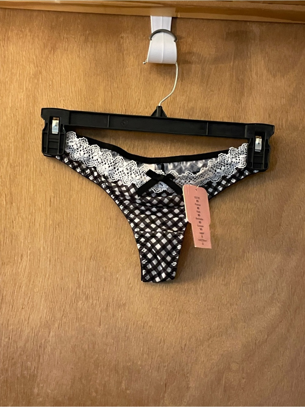 Black and White Gingham Thong